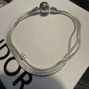 Authentic Pandora Sterling Silver MULTI STRAND BRACELET, 21CM CLOSEOUT
